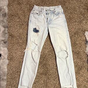 GRLFRND Light Blue Distressed - high waist Leg Jeans